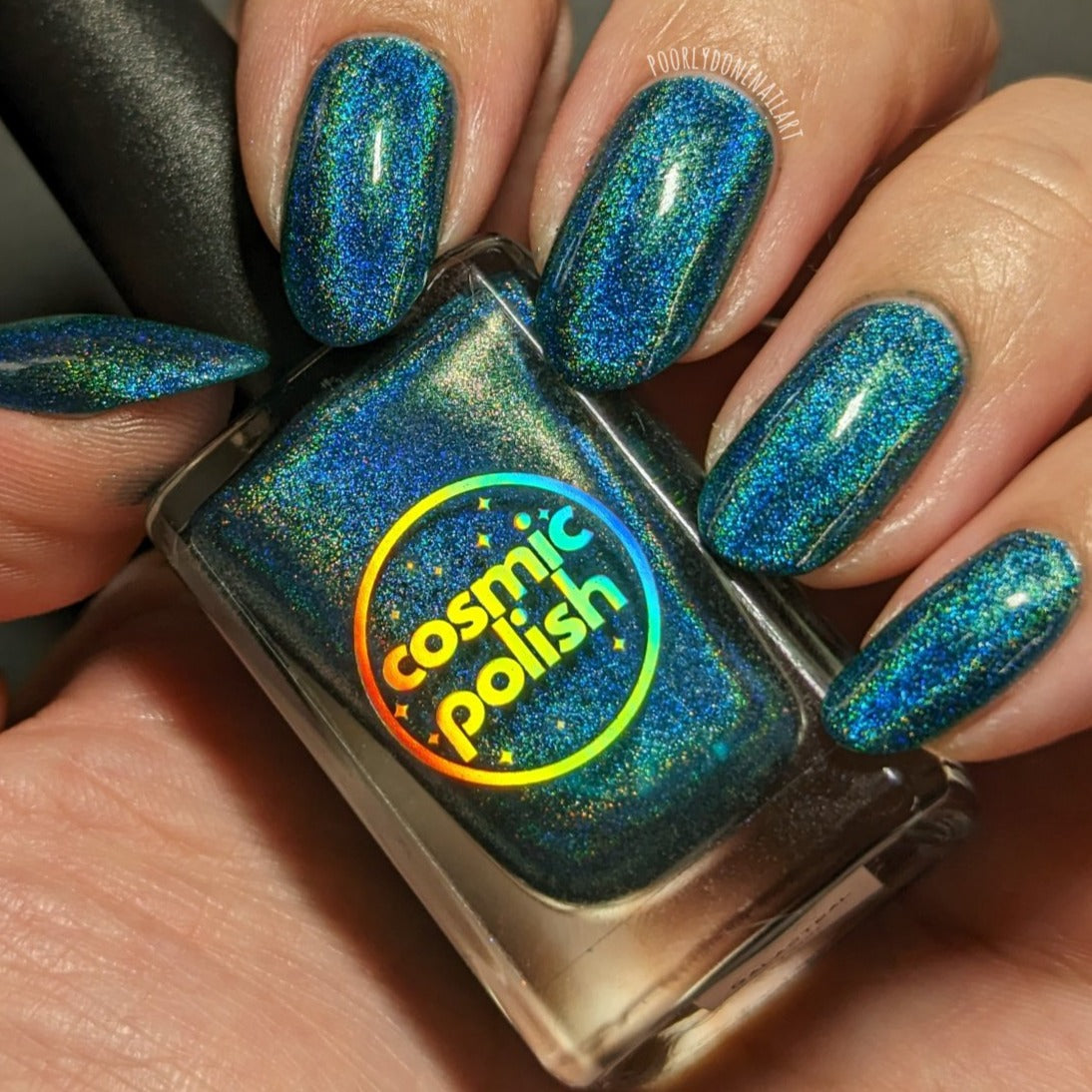 Galacteal - Teal Holographic Nail Polish by Cosmic Polish
